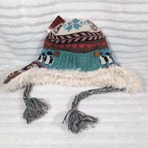 Muk Luks Penguin Beanie Hat New With Tags Toboggan One Size Braided Winter